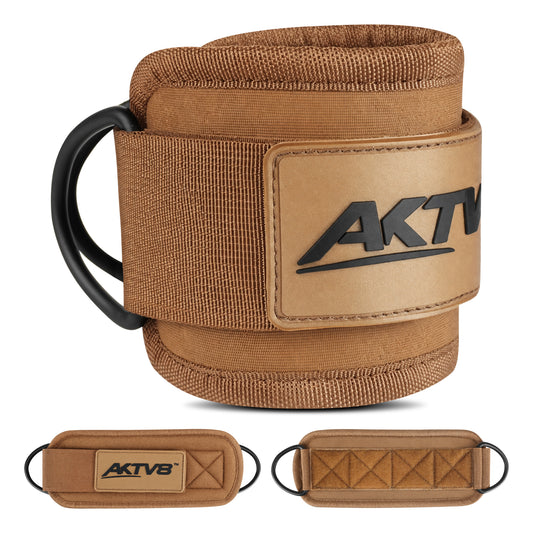 **AKTV8 Premium Brown Edition Ankle Straps – Heavy Duty Leg Training Support**