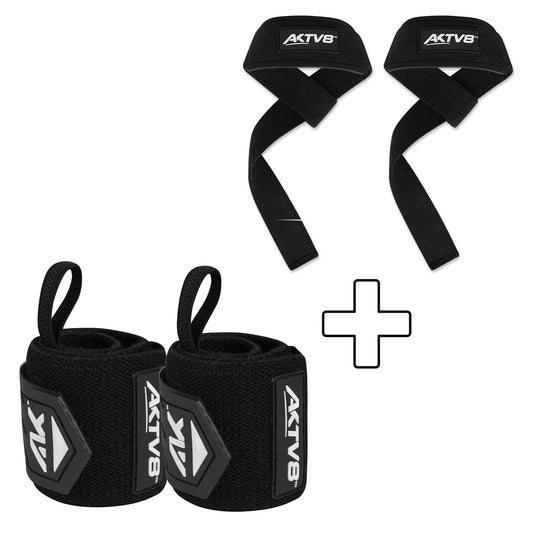 AKTV8 Black Edition PowerGrip Combo – Wrist Wraps & Lifting Straps