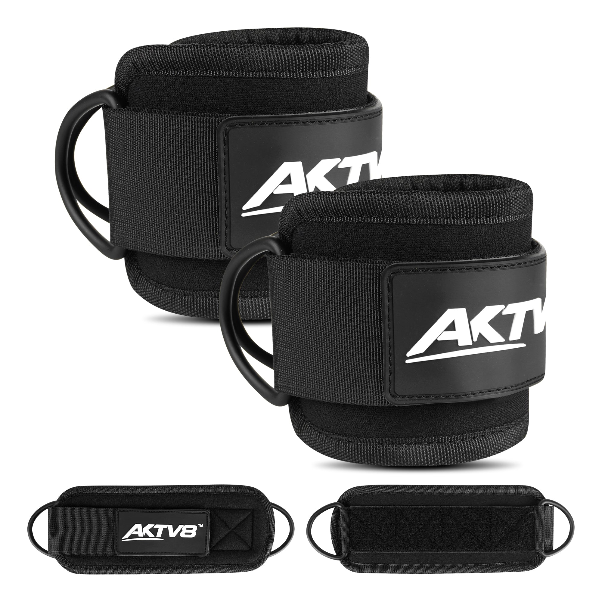 AKTV8 Premium Black Edition Ankle Straps – Heavy Duty Leg Training Support
