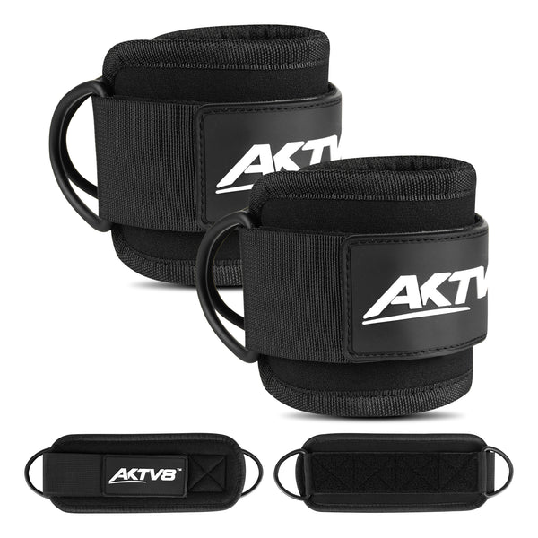 AKTV8 Premium Black Edition Ankle Straps – Heavy Duty Leg Training Support
