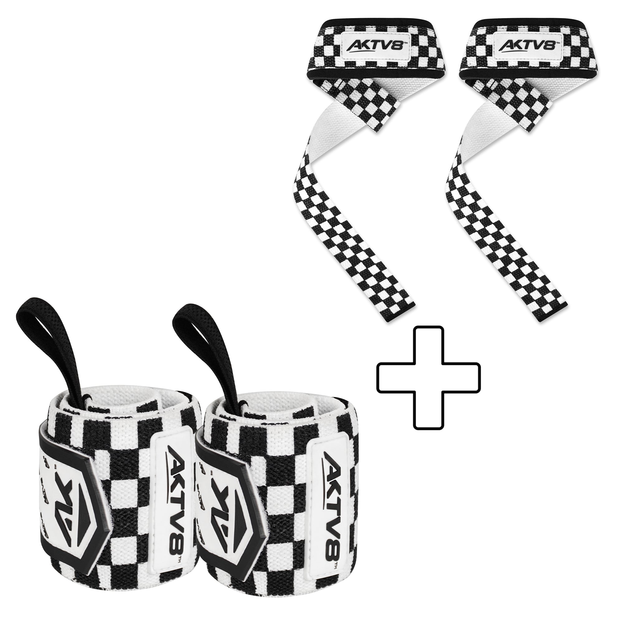 AKTV8 Red & White Edition PowerGrip Combo – Wrist Wraps & Lifting Straps