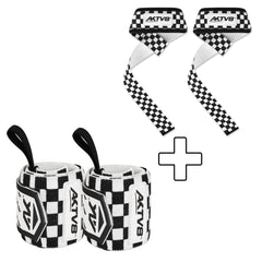 AKTV8 Red & White Edition PowerGrip Combo – Wrist Wraps & Lifting Straps