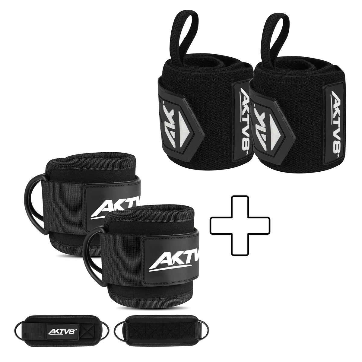 AKTV8 Black Edition Support Combo – Wrist Wraps & Ankle Straps