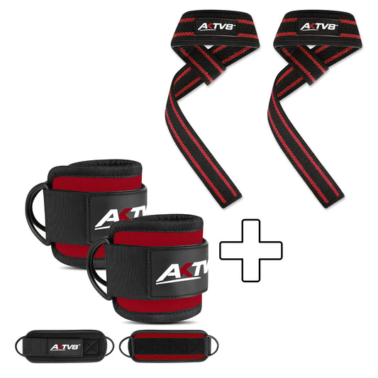 AKTV8 Red Edition Strength Combo – Ankle Straps & Lifting Straps
