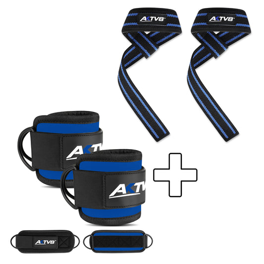AKTV8 Blue Edition Strength Combo – Ankle Straps & Lifting Straps