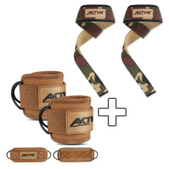 AKTV8 Brown Edition Strength Combo – Ankle Straps & Lifting Straps