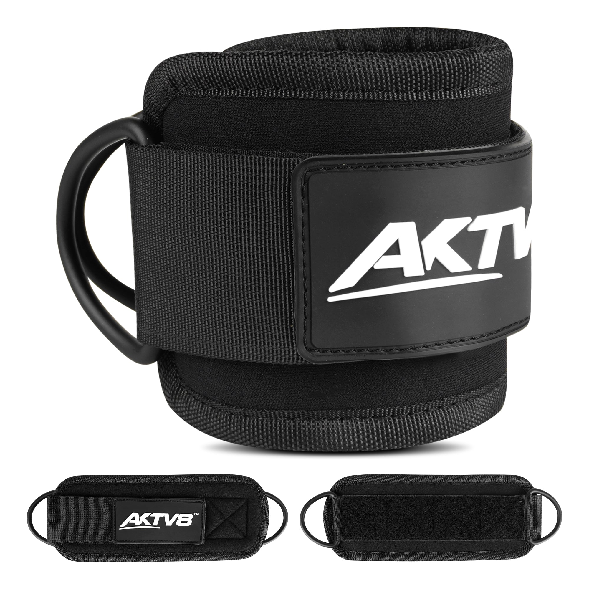 AKTV8 Premium Black Edition Ankle Straps – Heavy Duty Leg Training Support