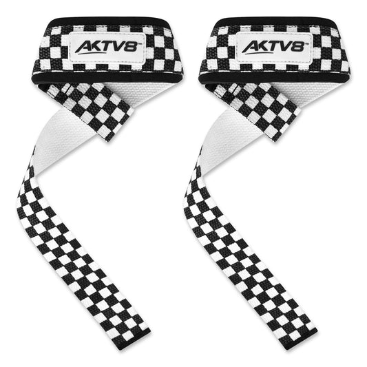 AKTV8 Premium White Edition Lifting Straps – Heavy Duty Grip Support
