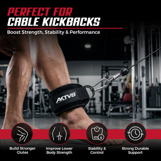 AKTV8 Premium Black Edition Ankle Straps – Heavy Duty Leg Training Support