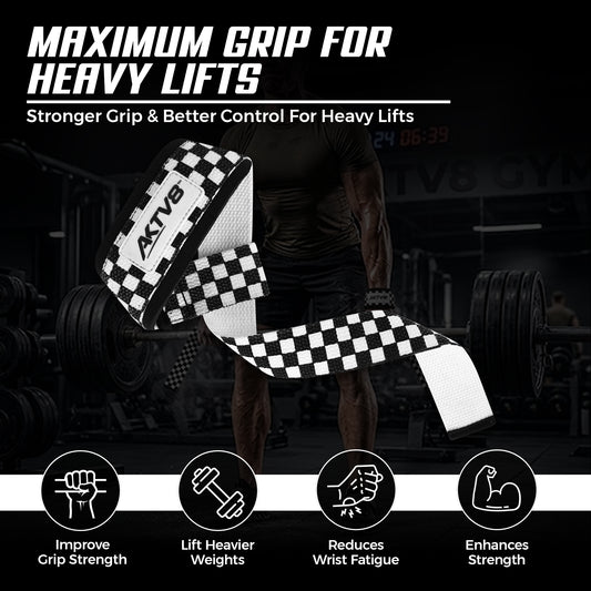 AKTV8 Premium White Edition Lifting Straps – Heavy Duty Grip Support