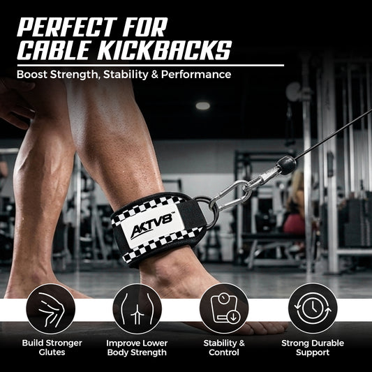 AKTV8 Premium White Edition Ankle Straps – Heavy Duty Leg Training Support