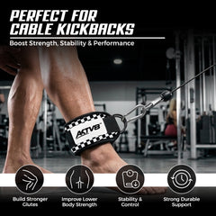 AKTV8 Premium White Edition Ankle Straps – Heavy Duty Leg Training Support