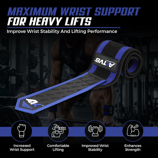 AKTV8 Premium Blue Edition Wrist Wraps – Heavy Duty Wrist Support