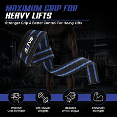 AKTV8 Premium Blue Edition Lifting Straps – Heavy Duty Grip Support
