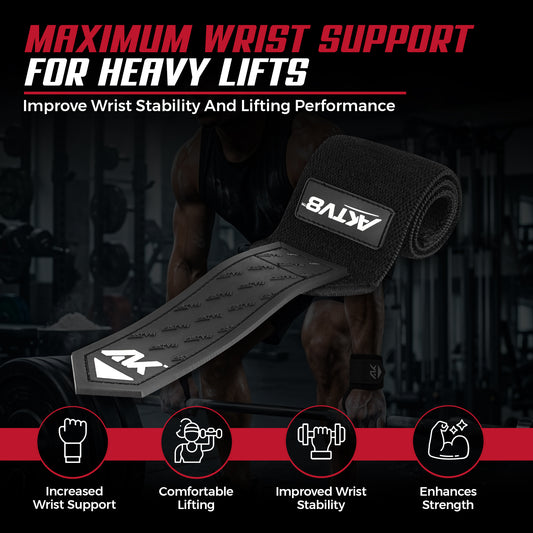AKTV8 Premium Black Edition Wrist Wraps – Heavy Duty Wrist Support