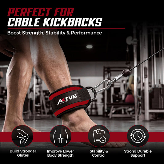 AKTV8 Premium Red Edition Ankle Straps – Heavy Duty Leg Training Support
