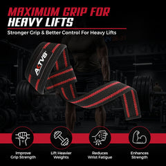AKTV8 Premium Red Edition Lifting Straps – Heavy Duty Grip Support