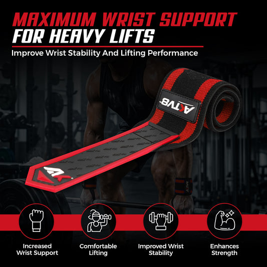 AKTV8 Premium Red Edition Wrist Wraps – Heavy Duty Wrist Support