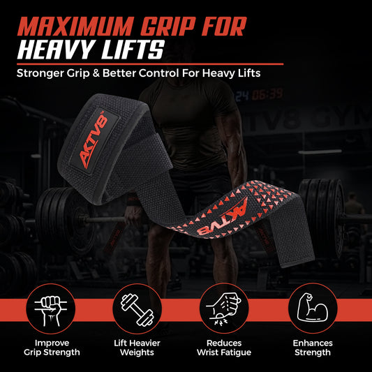 AKTV8 Premium Orange Edition Lifting Straps – Heavy Duty Grip Support