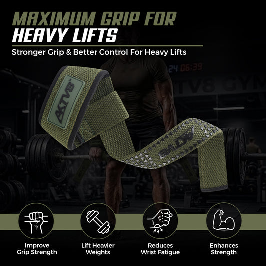 AKTV8 Premium Green Edition Lifting Straps – Heavy Duty Grip Support
