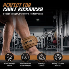 **AKTV8 Premium Brown Edition Ankle Straps – Heavy Duty Leg Training Support**