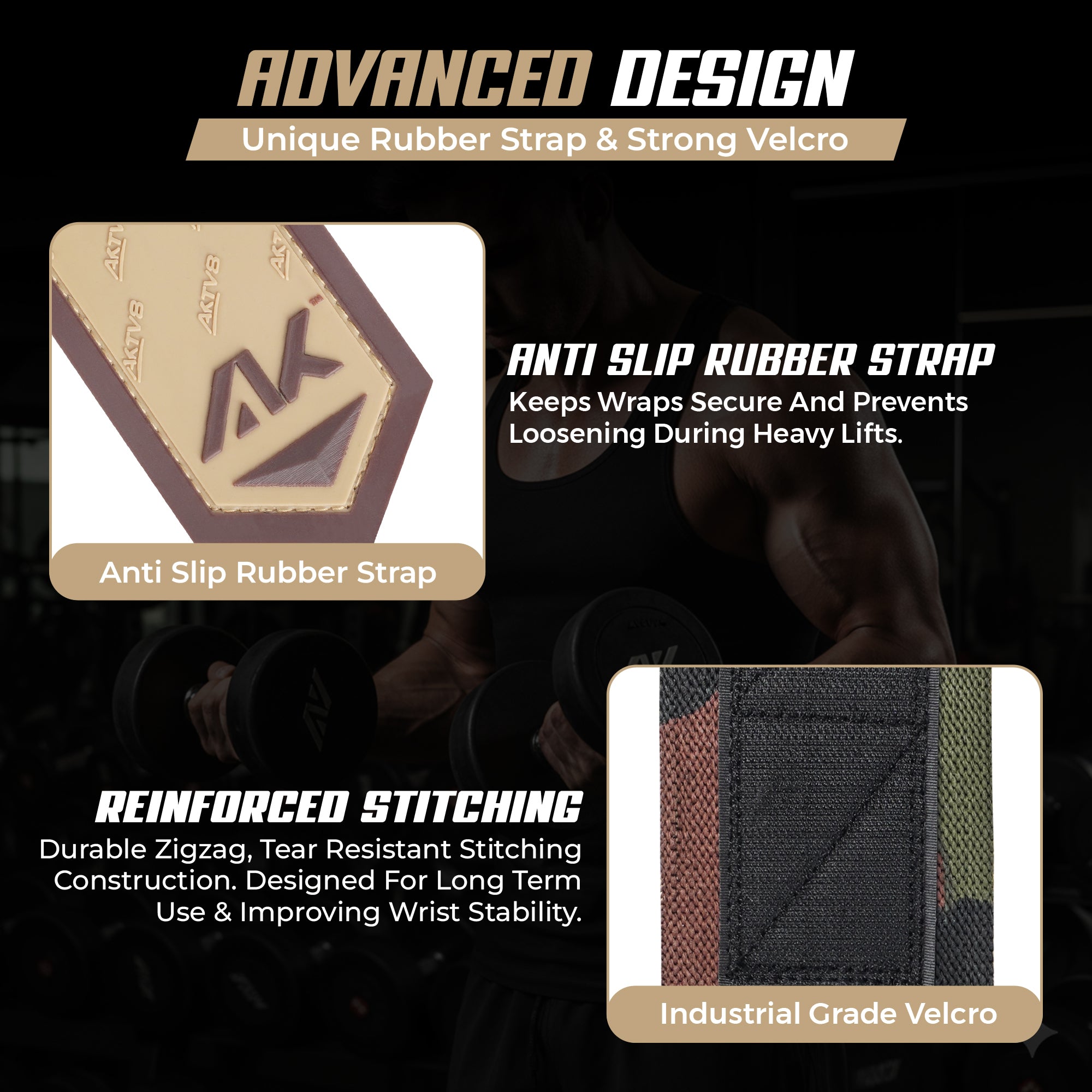 AKTV8 Premium Camo Edition Wrist Wraps – Heavy Duty Wrist Support