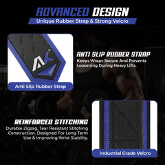 AKTV8 Premium Blue Edition Wrist Wraps – Heavy Duty Wrist Support