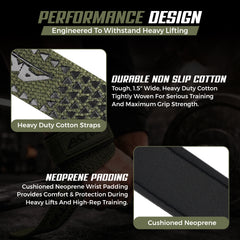 AKTV8 Premium Green Edition Lifting Straps – Heavy Duty Grip Support