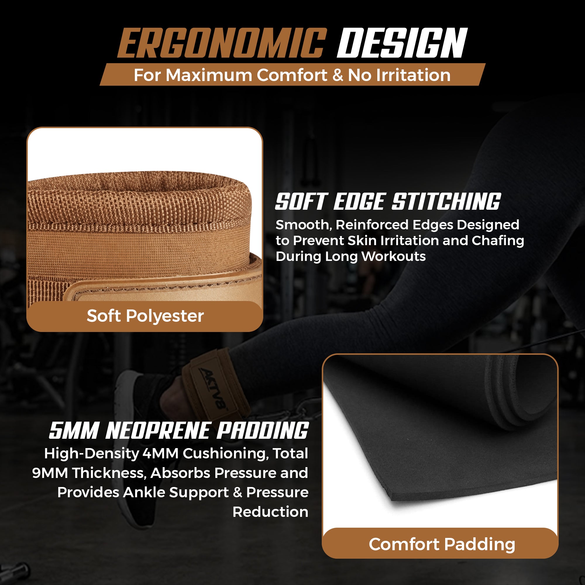 **AKTV8 Premium Brown Edition Ankle Straps – Heavy Duty Leg Training Support**