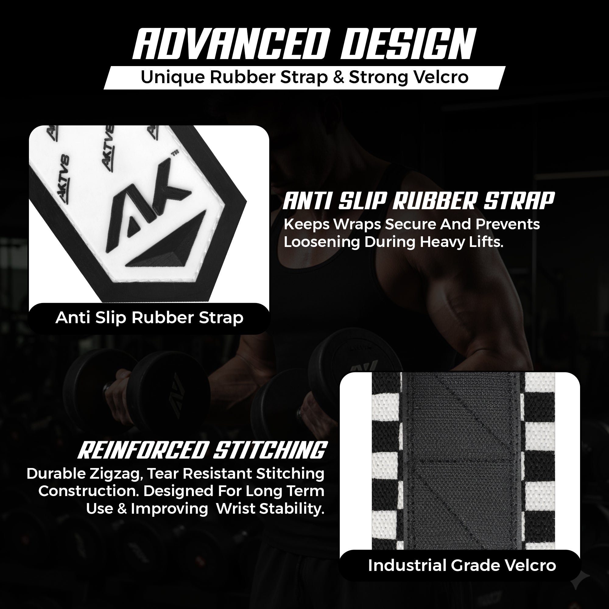AKTV8 Premium White Edition Wrist Wraps – Heavy Duty Wrist Support