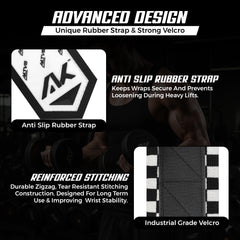 AKTV8 Premium White Edition Wrist Wraps – Heavy Duty Wrist Support