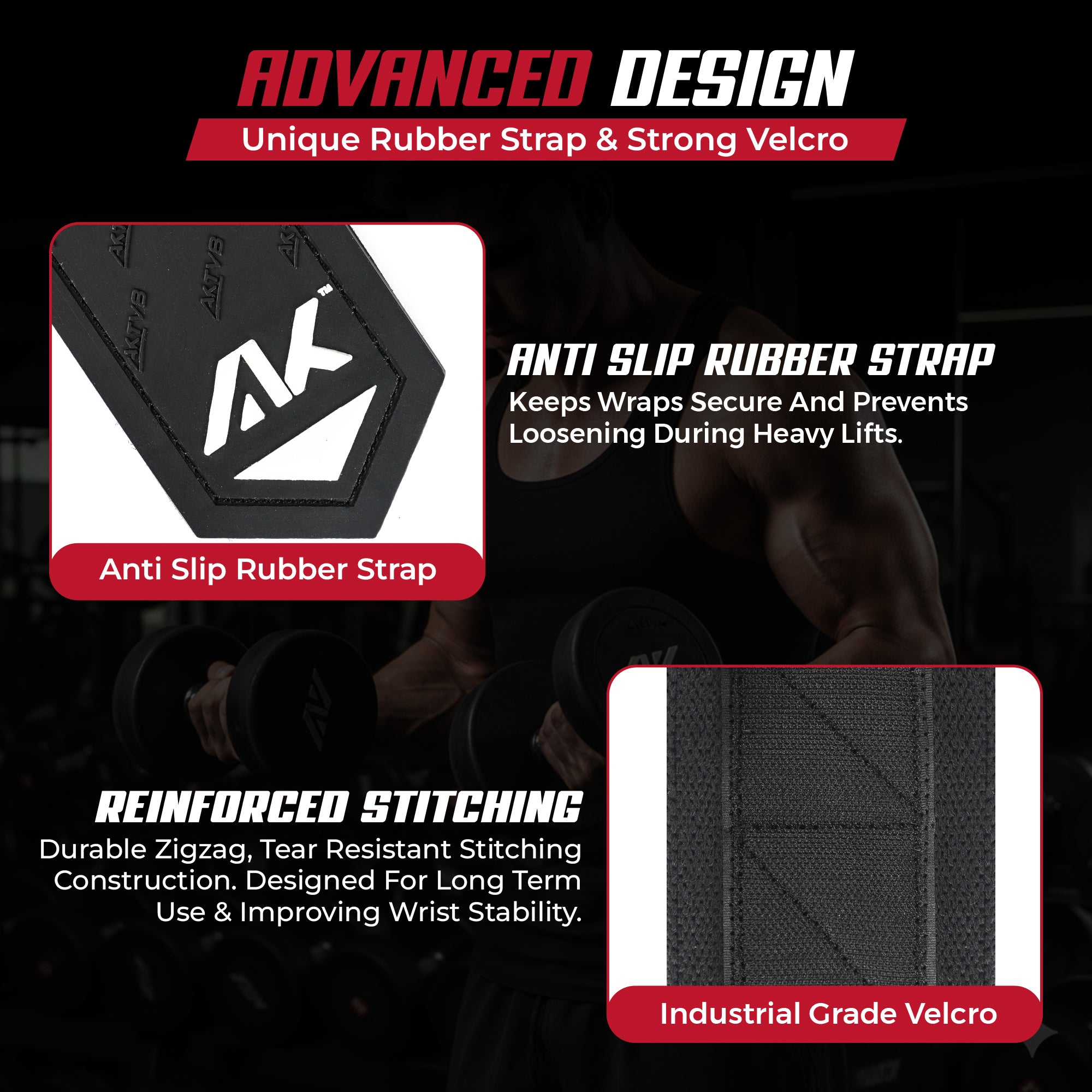 AKTV8 Premium Black Edition Wrist Wraps – Heavy Duty Wrist Support