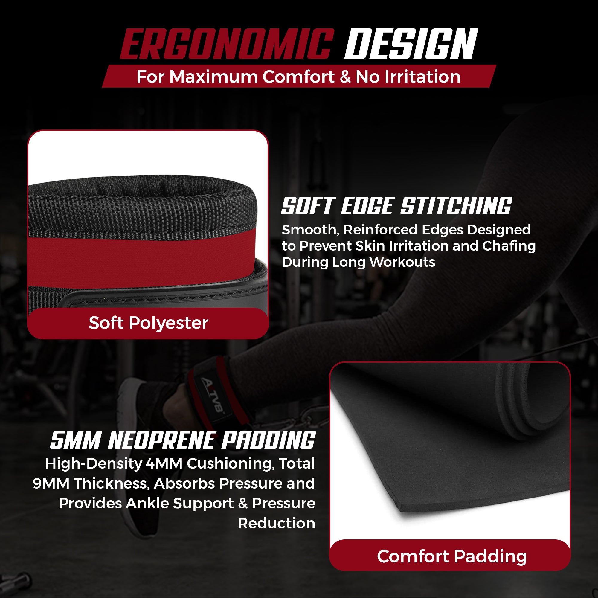 AKTV8 Premium Red Edition Ankle Straps – Heavy Duty Leg Training Support