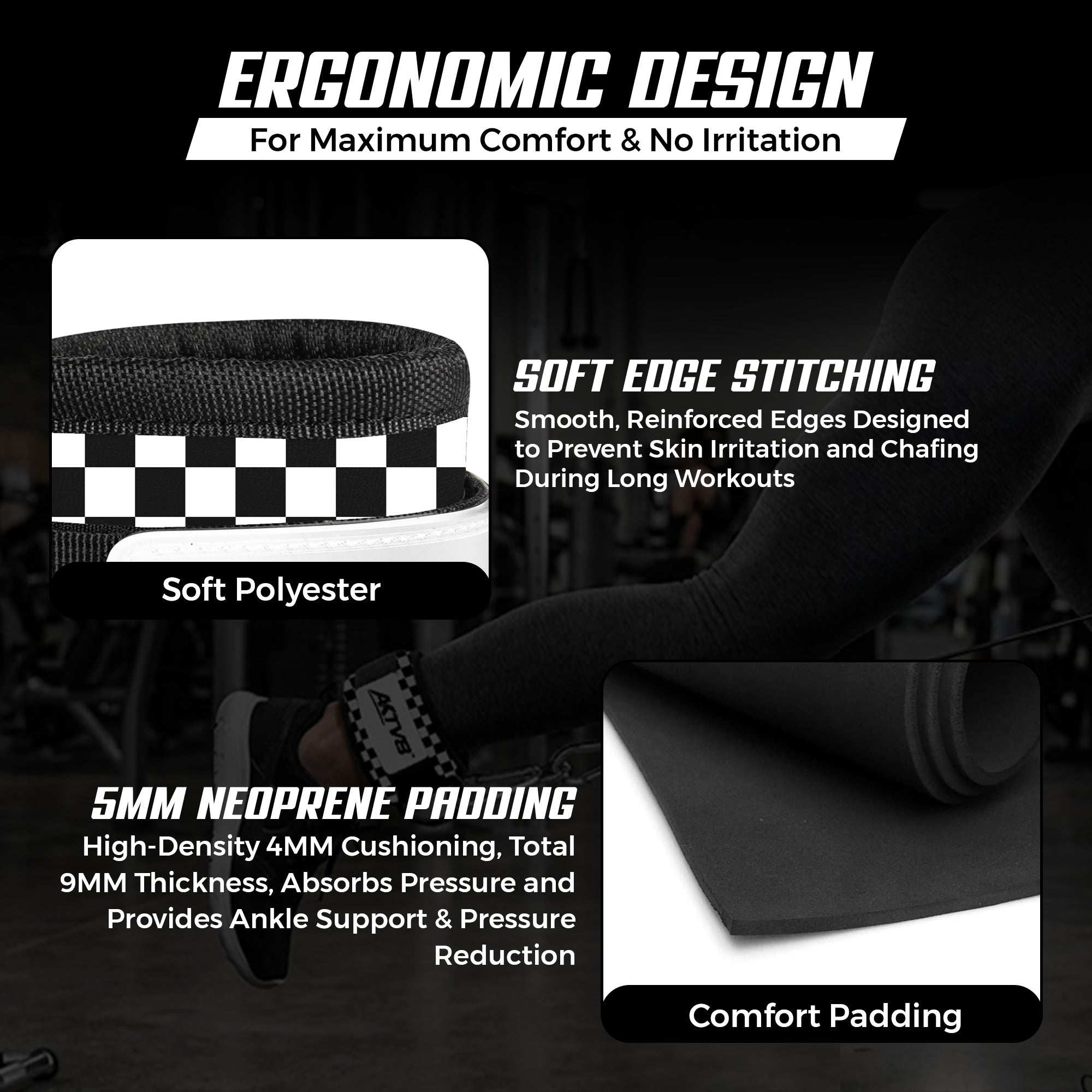 AKTV8 Premium White Edition Ankle Straps – Heavy Duty Leg Training Support