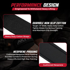 AKTV8 Premium Black Edition Lifting Straps – Heavy Duty Grip Support