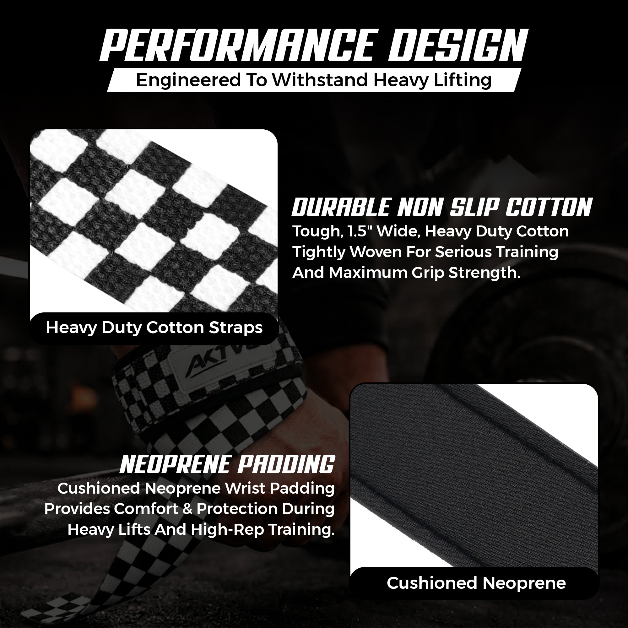 AKTV8 Premium White Edition Lifting Straps – Heavy Duty Grip Support