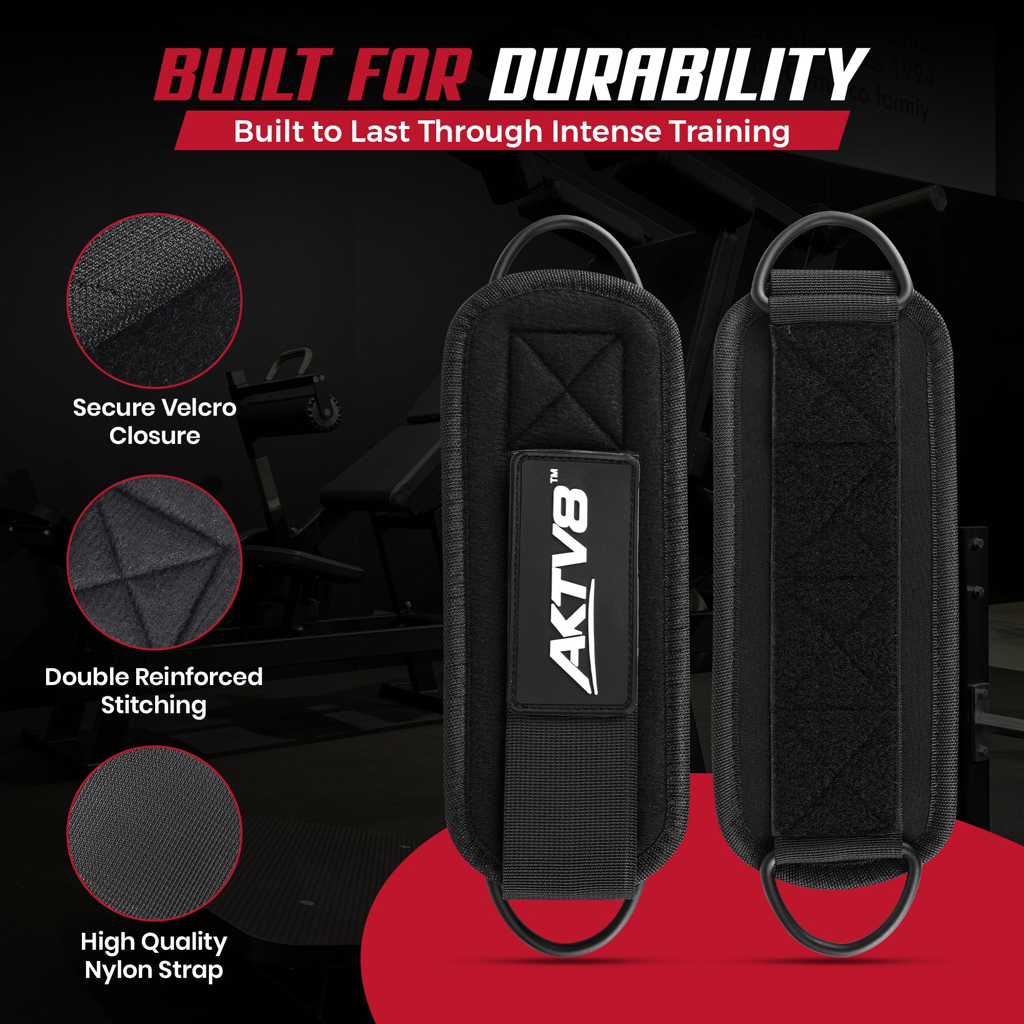 AKTV8 Premium Black Edition Ankle Straps – Heavy Duty Leg Training Support