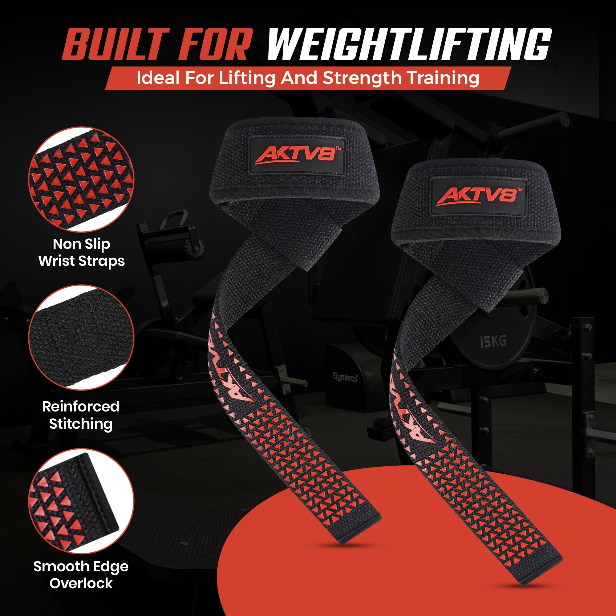 AKTV8 Premium Orange Edition Lifting Straps – Heavy Duty Grip Support