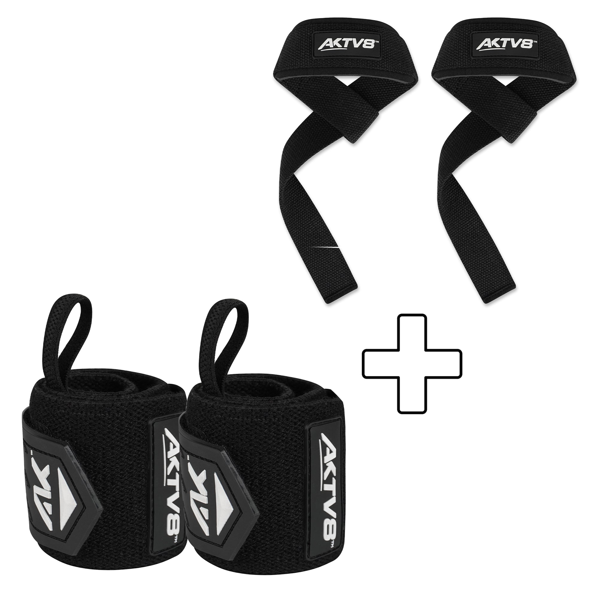 AKTV8 Red & White Edition PowerGrip Combo – Wrist Wraps & Lifting Straps