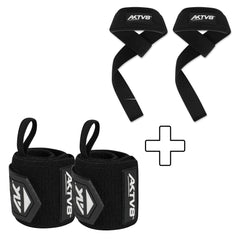 AKTV8 Red & White Edition PowerGrip Combo – Wrist Wraps & Lifting Straps