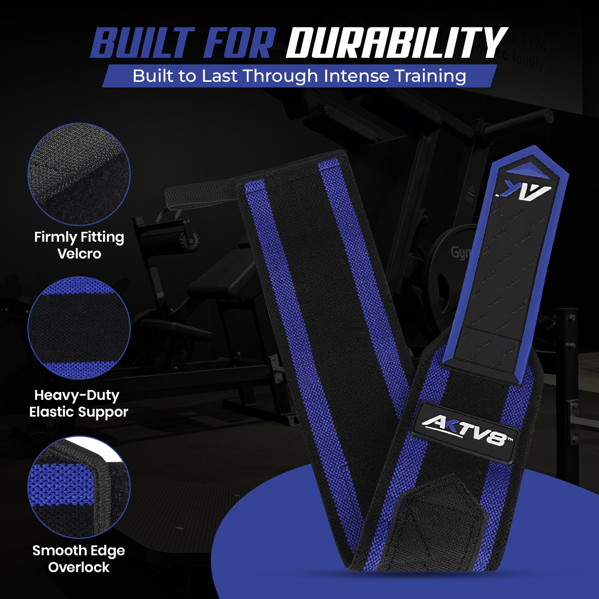 AKTV8 Premium Blue Edition Wrist Wraps – Heavy Duty Wrist Support