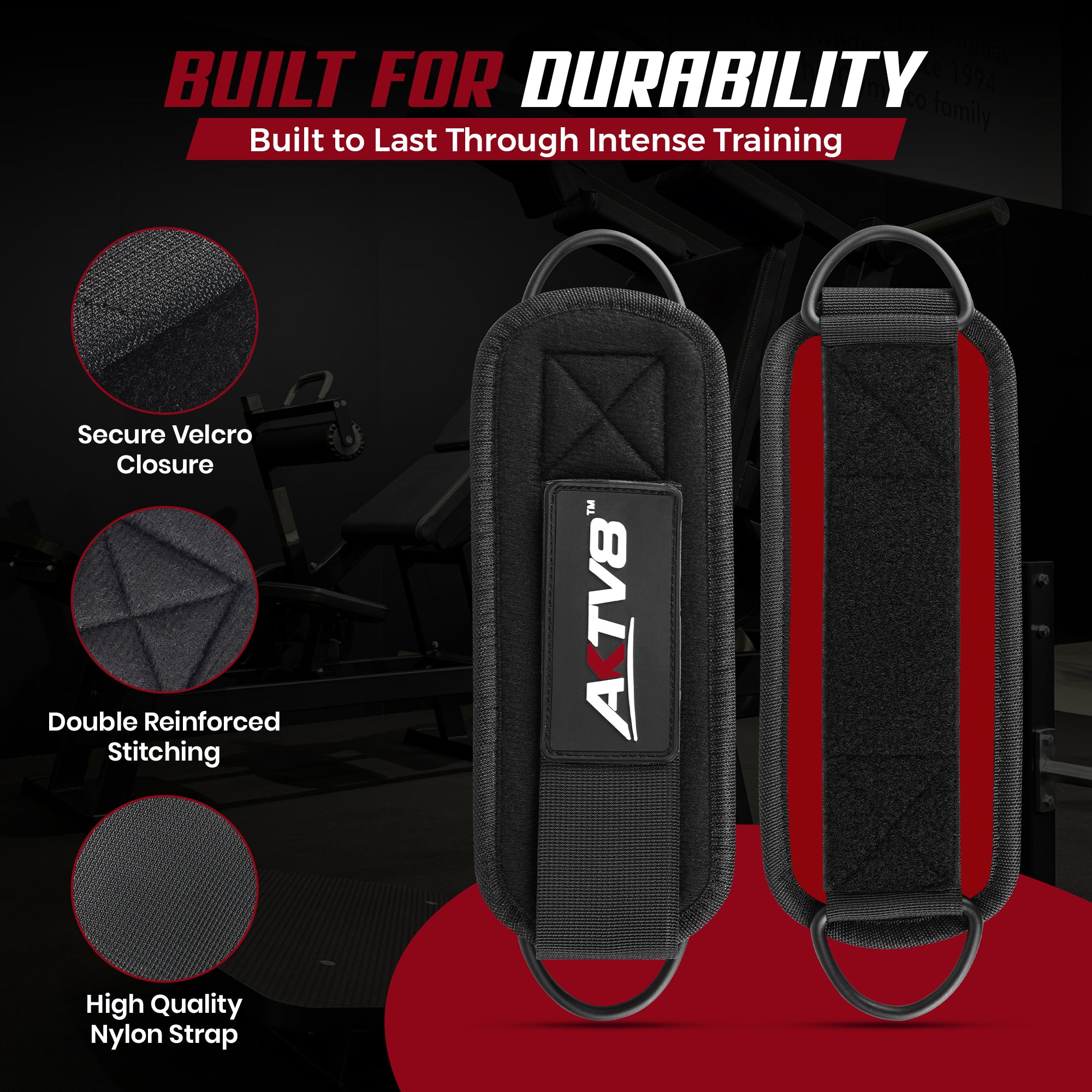 AKTV8 Premium Red Edition Ankle Straps – Heavy Duty Leg Training Support