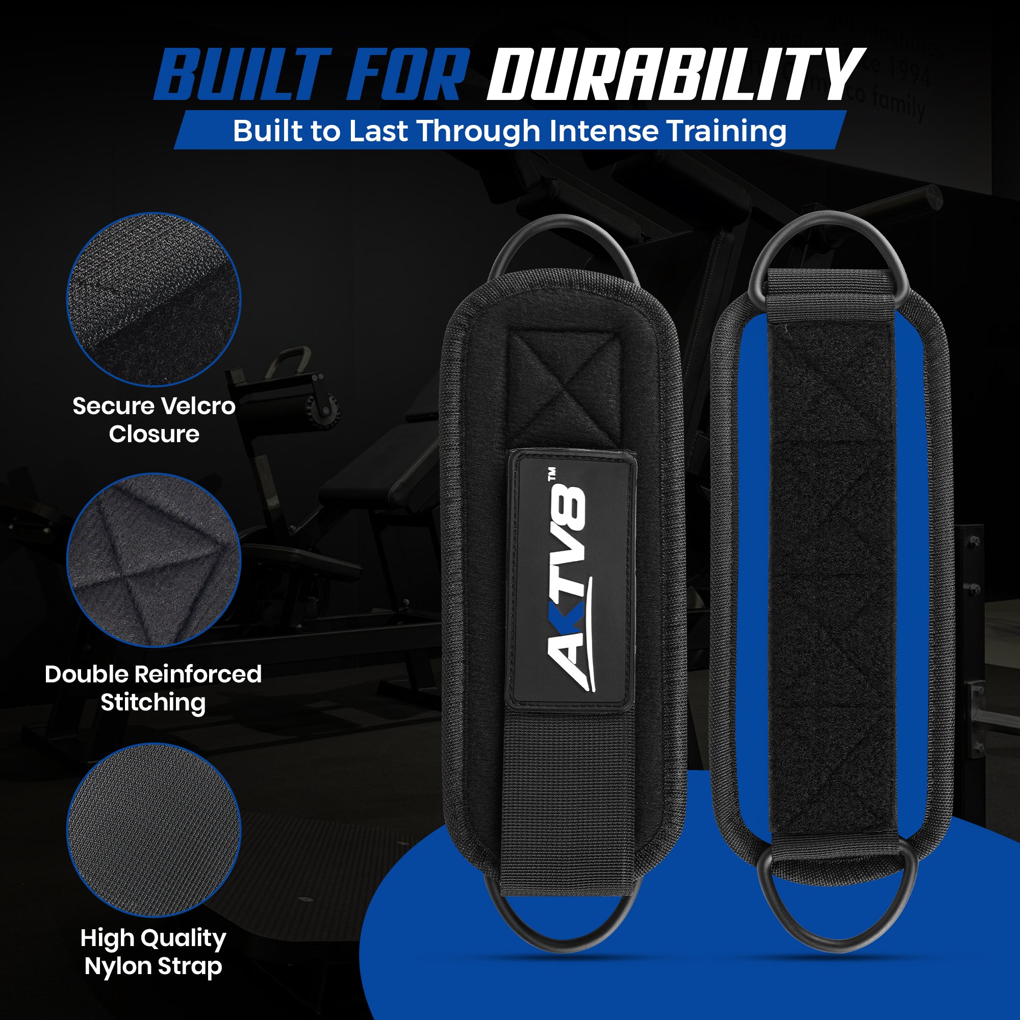 AKTV8 Premium Blue Edition Ankle Straps – Heavy Duty Leg Training Support