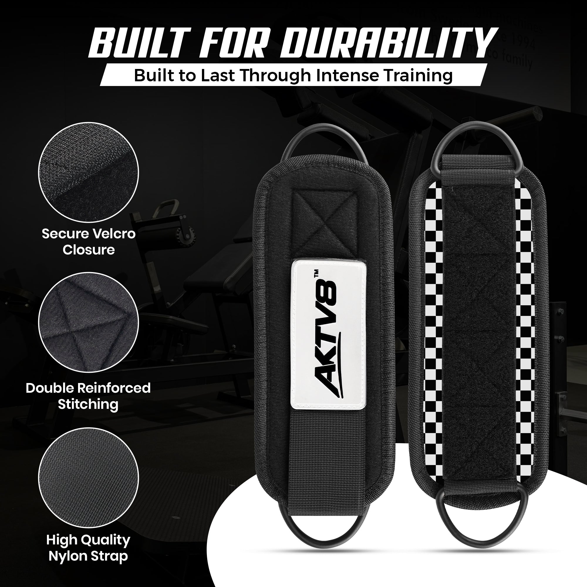 AKTV8 Premium White Edition Ankle Straps – Heavy Duty Leg Training Support