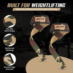AKTV8 Premium Camo Edition Lifting Straps – Heavy Duty Grip Support