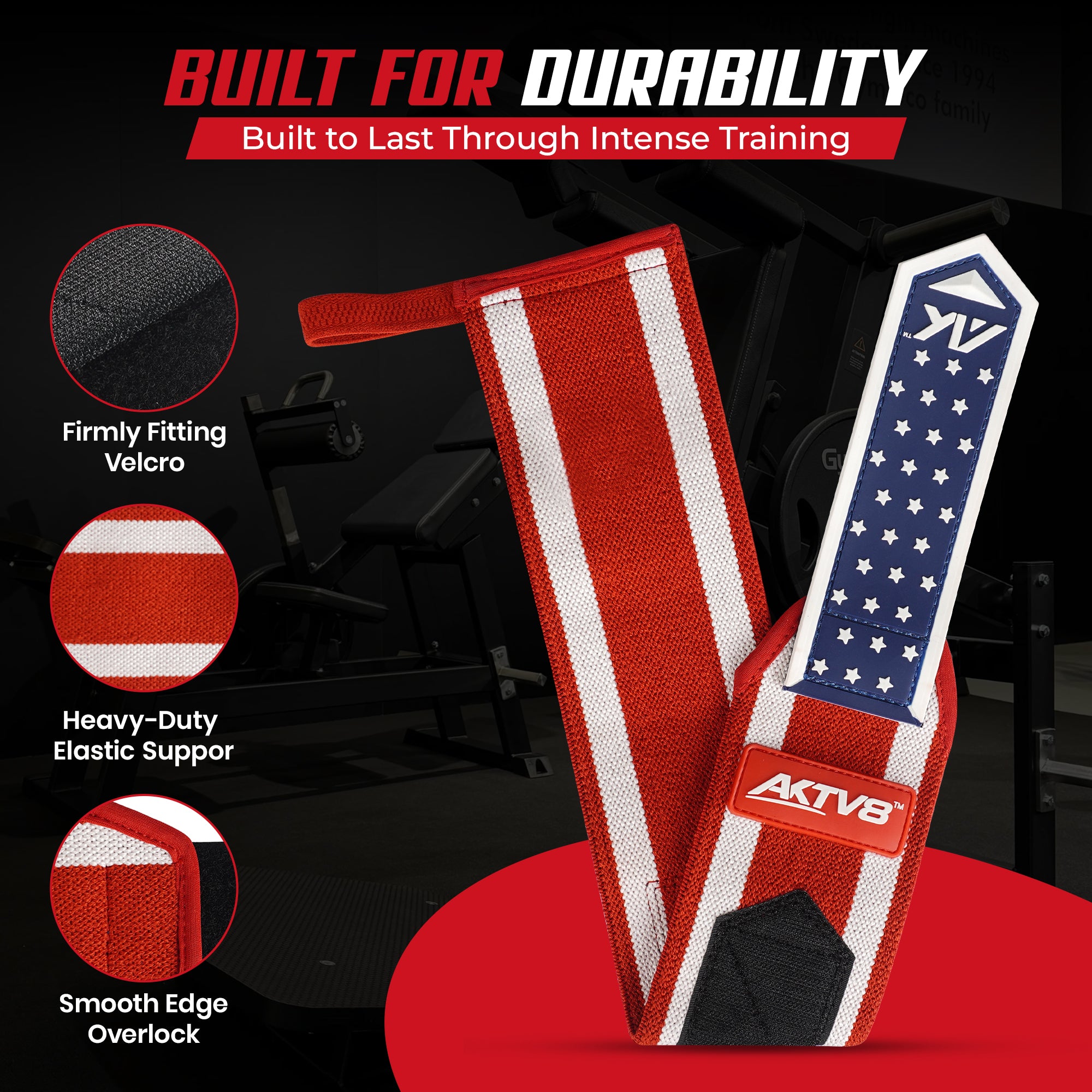 AKTV8 Premium American Edition Wrist Wraps – Heavy Duty Wrist Support