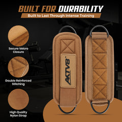 **AKTV8 Premium Brown Edition Ankle Straps – Heavy Duty Leg Training Support**