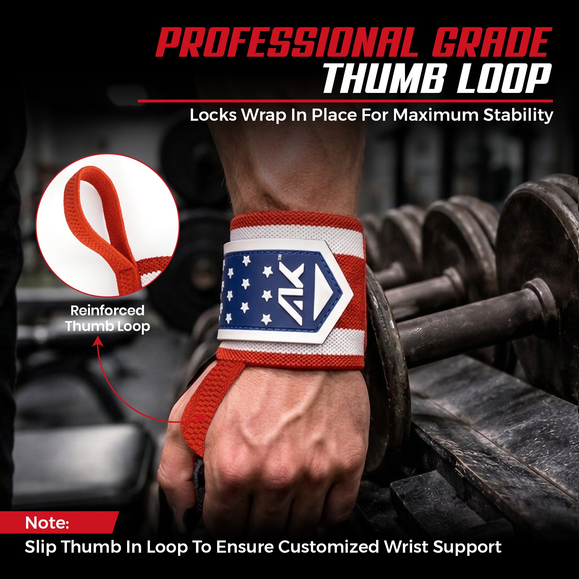 AKTV8 Premium American Edition Wrist Wraps – Heavy Duty Wrist Support