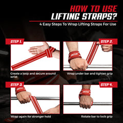 AKTV8 Premium Red & White Edition Lifting Straps – Heavy Duty Grip Support