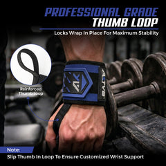 AKTV8 Premium Blue Edition Wrist Wraps – Heavy Duty Wrist Support
